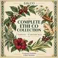 Complete Ethi CO Collection botanical illustration: 3 cascara varieties and 4 Koti varieties, 70 infusion bags.